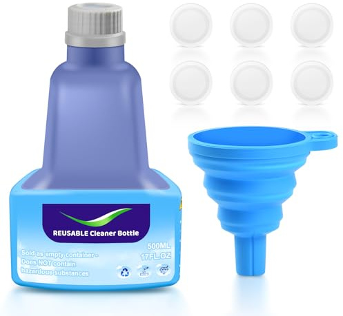 8 Pack Refillable Replacement Bottle for Flash® Power Spray Mop™, 500ML | Leak-Proof HDPE Cleaner Solution Refill Bottle with 6 Silicone Gaskets 1 Foldable Funnel Empty