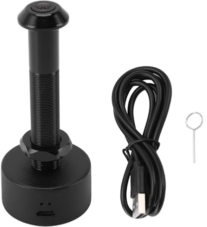 LIYJTK Cámara de Mirilla WiFi 1080P HD, detección móvil, Lente Gran Angular, Visor de Puerta con aplicación de Seguridad, aleación de Aluminio (Black)