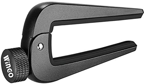 WINGO Universal Capotasto Chitarra per 6 o 12 corde Chitarra Acustica Elettrica Classica Bass Ukulele Violino, Nero