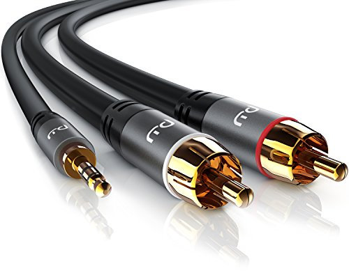 Primewire - 10m Cavo Jack RCA a Y - Cavo Adattatore Jack 3,5mm RCA Stereo - 2X RCA Maschio e 1X Jack Maschio Stereo - Cavo per Amplificatori, Audio PC, Hi-Fi, Strumenti Musicali