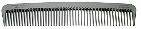 Chicago Comb Model 6 Carbon Fiber, 7 inches (17.8 cm) long, anti-static, graphite black, made in USA