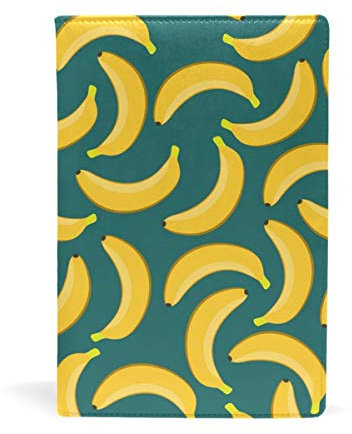 EZIOLY dehnbarer Buchumschlag mit Bananenmuster, für die meisten Hardcover-Lehrbücher bis 22,6 x 14,5 cm, klebstofffreier Stoff, für Schulbücher Einfach anzubringen. Wash & Re-Use