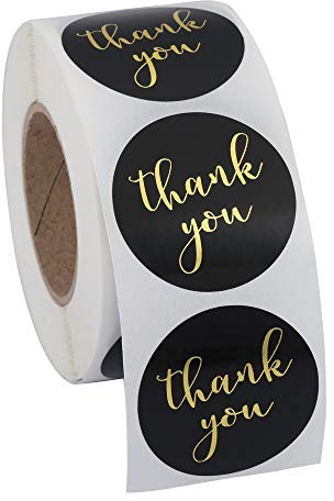 Mogokoyo 500 Stück Thank You Sticker, Rund Etiketten Thank You Handschrift Rosegold Folie Danke Aufkleber Selbstklebend für DIY Briefumschlag/Backen/Geschenktüten/Handarbeit (Thank you #3)