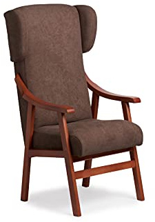 Gasten a gusto Silla con Brazos y apoya-Cabeza. Madera Cereza (Medidas: 117 * 69 * 57 cm) Tela Antimanchas: para Personas Mayores o geriátrico. (Marrón)