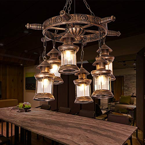 Vintage Kronleuchter Retro Industrial Hängelampe Schmiedeeisen E27*6 Esstisch Pendelleuchte Höhenverstellbar Landhausstil Im Europäischen Stil Wohnzimmer Einfach Küche Bar Restaurant Deckenlampe