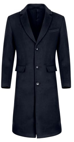 Allthemen Cappotto da Uomo Lungo Invernale Coat In Lana Outerwear Slim Fit Colletto Risvolto Trenchcoat Business
