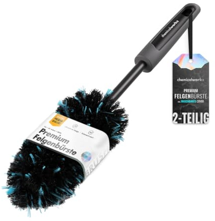 Chemicalworkz Flat Wheel Brush Extra Flat Microfibre Rim Brush Black/White Rim Cleaning Brush Car