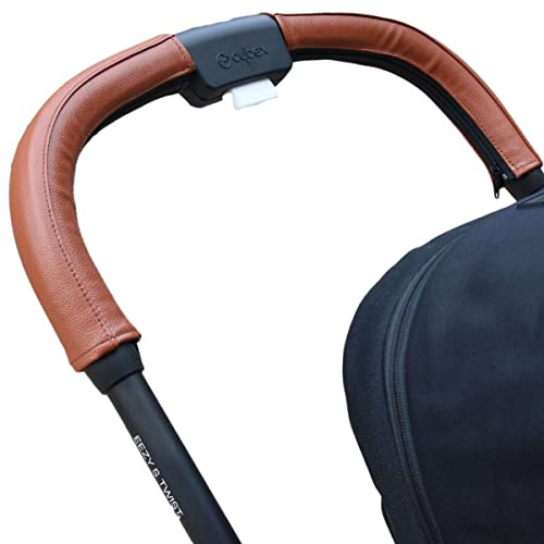 gogolotom Copertura per passeggino in pelle PU compatibile con Cybex Eezy S Twist (+) 2 passeggini, maniglia rimovibile per carrozzina con apertura a cerniera (per manico mamma, marrone)
