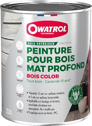 OWATROL - BOIS COLOR 1L - Teinte Rouge Basque – Peinture pour bois extérieur opaque – Finition Mate