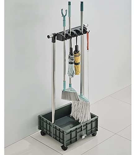 LOJOO Beweglicher Boden-Mopp-Besenhalter, Schrank, Schrank, Mopp-Gestell, Reinigungswagen mit Rädern, für Garten, Garage, Schulen, Hotels, Krankenhäuser, Fabriken, Immobilienunternehmen, Restaurants