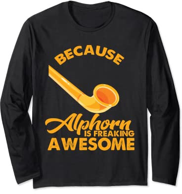 Cooles Alphorn Musikinstrument in der Schweiz Alpen Souvenir Langarmshirt