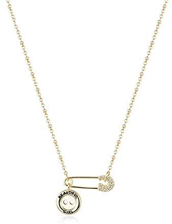 Gut aussehende Halsketten für Frauen Mädchen Silber Büroklammer Sicherheitsnadel Anhänger Choker Halskette für Frauen Mädchen Knopf Anhänger Halskette Verstellbare Kette Personalisierter Schmuck