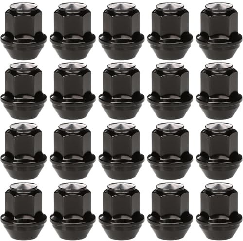 GAsupply 20pcs M12x1.5 One-Piece Tapered Seat Alloy Wheel Nuts with 19 Hex, Compatible with Most Ford Focus Fiesta Fusion Escort Mondeo Kuga C-max, Closed End Lug Nuts (Black)