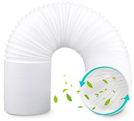 Tissting Tuyau de Climatiseur 130mm Diamètre 3 Mètres Longueur PP Extensible Blanc Tuyau de Extension AC Dans Le Sens Antihoraire pour Climatiseur Mobile, Sèche-Linge