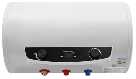 CLEADONG Elektro Warmwasserspeicher, 2KW Wandmontage Warmwasserboiler Rostfreier mit 30L Speicher IPX4 Wasserdichtes Niveau und 25-75°C Einstellbare Temperatur, 34 * 59cm, Weiß, Säule Form