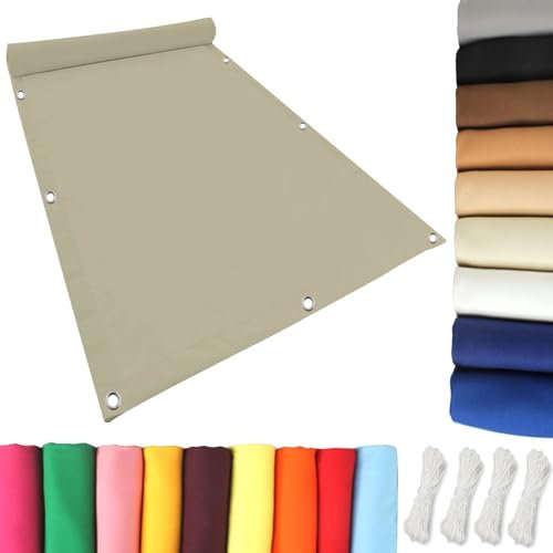 Tenda a Vela Ombreggiante Impermeabile 1.4 x 1.4 m Panno Ombreggiante, Telone Impermeabile Occhielli Idrorepellente, Anti UV per Serra/Balcone/Cortile/Tetto, Cachi