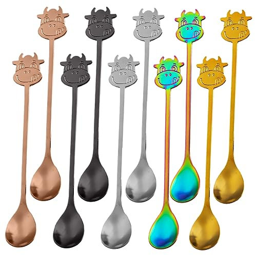 PLAFOPE 10piezas Cucharas Largas Para Café y Té Cucharas Inoxidable Para Helado y