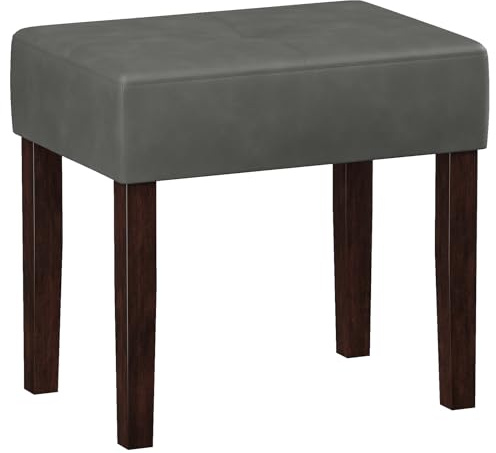 EOSVALO Schminkhocker Sitzhocker Ottoman 47.5x33x45.7cm Grau | Polsterhocker aus Kunstleder, Fußhocker bis 113kg, für Wohnzimmer, Flur & Schlafzimmer