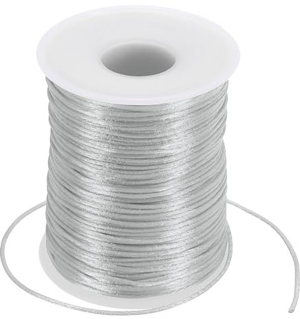 PATIKIL 1.5mm x 109 Yard Nylon Satin Cord, Nylon Beading String Knotting Cord Chain Braided Rope for Bracelets Jewelry Trim Chinese Knot, Gray