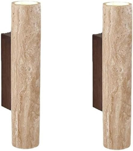 Wall Lamp Juego de 2 Apliques de Pared, lámpara de Pared cilíndrica de Piedra Estilo WABI sabi, Farol de Pared para Pasillo con luz Arriba y Abajo, luz de Pared Interior para Sala de Estar, baño,