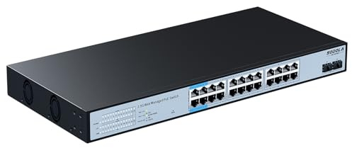 SODOLA 24-Port 2,5Gbit PoE+ Switch, Smart Managed mit 2x10G SFP+, 500W | 1U-Rackmontage,IEEE 802.3af/at/bt 90W Supported,LACP/QoS/VLAN/IGMP2.5Gb Easy Web Managed PoE Netzwerk Switch
