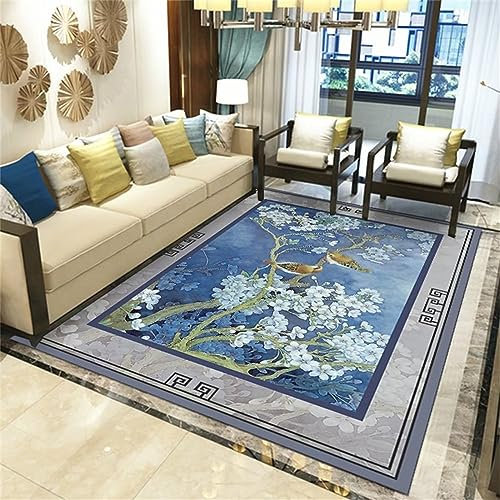 Läufer im chinesischen Stil, für Wohnzimmer, Heimdekoration, 18 graue Läufer, rutschfest, große Flickenteppiche für Herrenzimmer, 120 x 160 cm