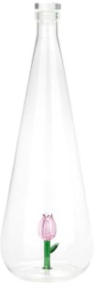 Balvi Bouteille Botanical Tulip Couleur Rose Fabriquée à la Main en Borosilicate Verre 1 L