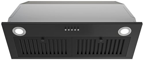 FIREGAS Black Range Hood Insert 30 Inch, 600 CFM Ducted/Ductless Convertible Built-in Kitchen Vent Hood, Stainless Steel Stove Hood with 3 Speed Exhaust Fan & Baffle Filters