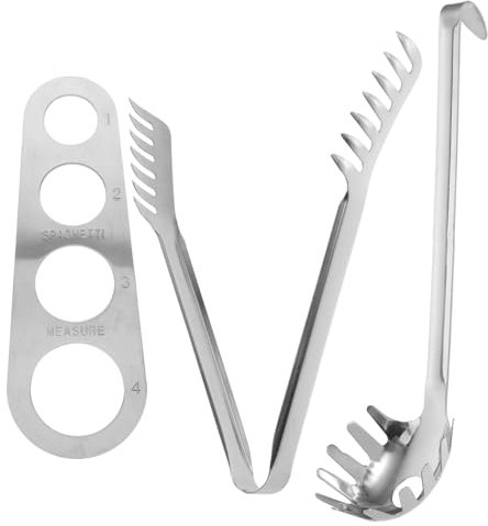 Alipis Pinzas de Espaguetis Inoxidable Cuchara Medidora de Pasta Utensilios de Cocina Multifuncionales Set de 3 Piezas para Servir Pasta para Cocina y Comedor