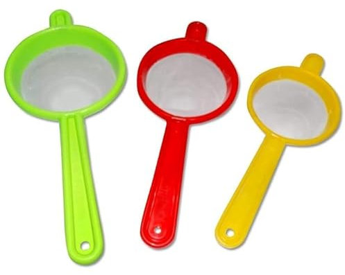 Yuktha Eternal Kitchen Plastic Strainer Sieve/Chai Chalni/Tea chalni/Juicer Chalani - 3pcs (Multicolor)