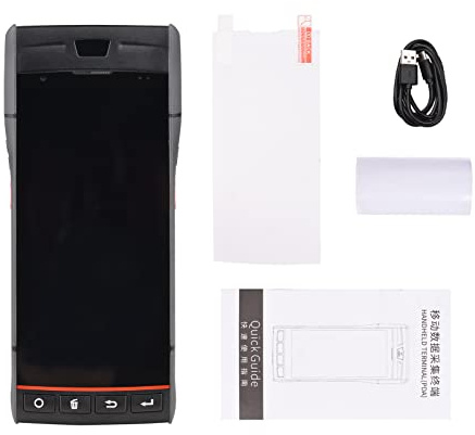 Handheld -POS -Terminal mit Drucker Android 9.0 PDA für Supermarktrestaurant Warehouse (Black with scanner function)