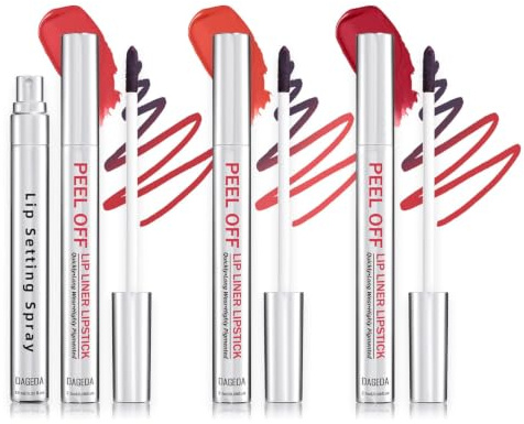 Prreal 3 PCS Peel Off Lip Liner Stain Set, Tattoo Peel off Lip Stain