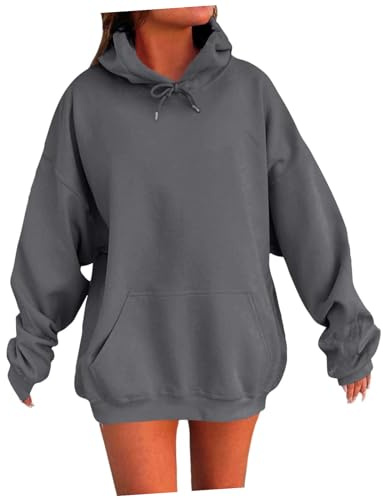 liangp Long Hoodies for Women Uk, Hoodies for Women UK Simple Solid Colour Womens Sweatshirts Crew Neck Jumpers Long Sleeve Tops