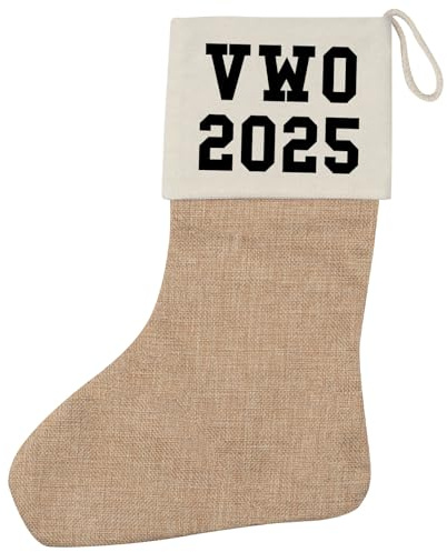 Huuraa Weihnachtsstrumpf VWO 2025 Abschluss Niederlande Geschenk Beige Jute VWO 2025 Geschenkidee