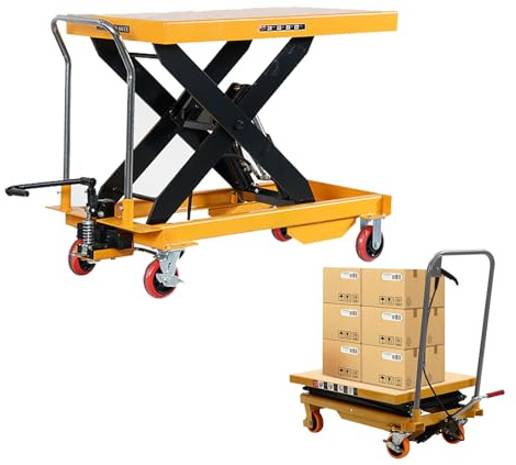Sollevatore a Forbice Idraulico, Carrello Sollevatore Manuale, Piattaforma Elevatrice Mobile, Carrello con 4 Ruote in Poliammide, per Movimentazione Carichi,1500kg