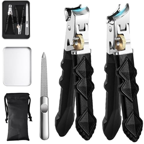 Snovire Solymody Nagelexpert, 3 Stück Profi-Nagelknipser mit Breiter Backenöffnung und Spritzschutz, Hochleistungs Präziser Fuß- und Fingernagelknipser für Senioren, Dicke Nägel (3pcs)