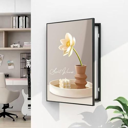 Cache Compteur Electrique, Mural Peinture Décorative De Boîte De Compteur Électrique Cachée, Armoire De Couverture De Boîte À Fusibles Amovible Créative(Black 3,35 * 45cm/13.7 * 17.7in)