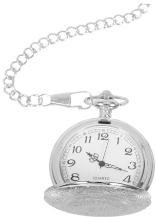 Healeved Orologio da Tasca con Copertura a Ribalta e Movimento Meccanico Preciso, Design Classico Inciso in Lega Argento, per Occasioni Casual e Formali