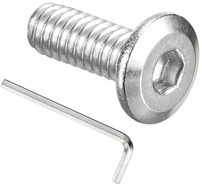 PATIKIL 1/4-20 x 5/8 Flat Head Hex Socket Cap Screw Bolt, 20PCS 304 Stainless Steel 18-8 Furniture Bolt with Hex Allen Wrench for Bed Repairs Ship Assembly Mechanical Industry, Silver