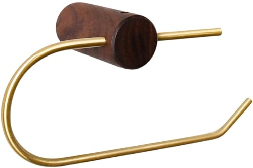 Toilettenpapierhalter Wandmontage aus Massivem Messing mit Walnussholz – Goldfarbener WC-Rollenhalter, Luxuriöses & Modernes Design für Bad & Gäste-WC – 20 × 9,7 cm