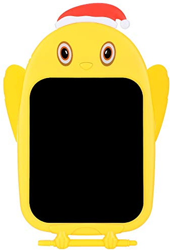 Tavoletta LCD per Scrivere Cappello di Natale a Forma di Gufo dei Cartoni Animati, Tavolo da Disegno per Bambini, Lavagna per Graffiti da Disegno LCD Gialla con Chiave di Blocco