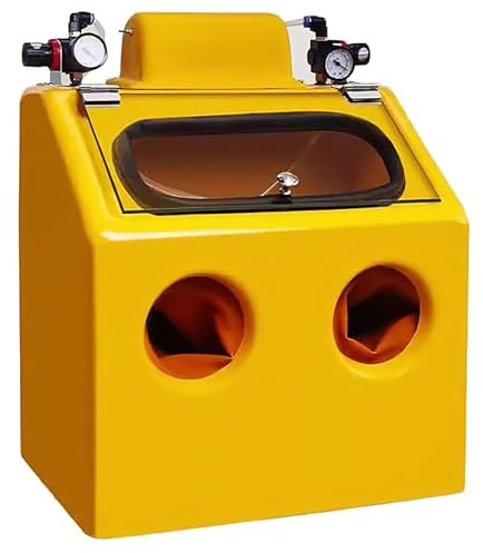 Cabine de sablage, sableuse à billes abrasives de table, 2 manomètres, éclairage 8 W et interrupteur à pédale, pression d'air réglable, utilisation à deux mains