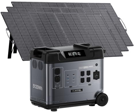 OUKITEL P5000 PRO 5120Wh Notstromaggregat für Haus, 4000W Powerstation mit 3 * 200W Solarpanel, LiFePO4 akku Stromspeicher Notstrom, Solargenerator Stromerzeuger für Camping/Notfälle/Wohnmobil