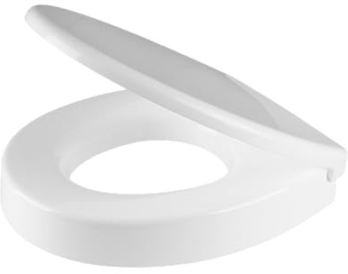 Grünblatt WC Sitz Health Care – 8 cm Sitzerhöhung mit vergrößerter Sitzfläche, Absenkautomatik, extra stabile Befestigung, Duroplast, Weiß