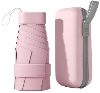 BoomCelocity Parapluie Compact de Voyage – Mini Parapluie Capsule 6 Nervures Coupe-Vent, Ultra Léger et Résistant, Idéal pour Hommes et Femmes, se Range Facilement dans un Sac (Rose)