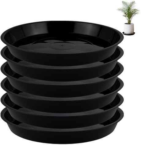 HFLIANHENG 6 Stück 45 cm Blumentopf Untersetzer, Pflanzen Untersetzer für Große Blumentöpfe, Rund Pflanzentopf Untertasse, Robust Plastik Pflanztopf Unterteller für Innen und Außenpflanzen