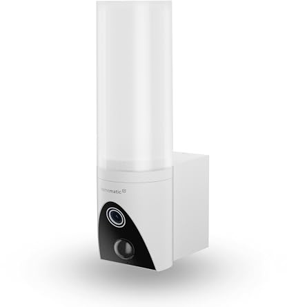 Homematic IP Außenlichtkamera, Smart Home, Überwachungskamera für den Außenbereich mit AI Bewegungs-/Geräuscherkennung, LED-Flutlicht, Zwei-Wege-Audio, Nachtsicht, 162947A0