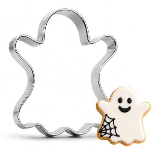Ririess Cortador de galletas fantasma de Halloween, acero inoxidable de 3.2 pulgadas