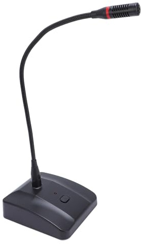 Ejoyous Microphone à Condensateur à Col de Cygne, Micro de Bureau XLR Cardioïde ABS, Double Alimentation par 2 AA ou 48 V, Col Réglable, Pare-Brise en Mousse pour Conférences, Réunions,