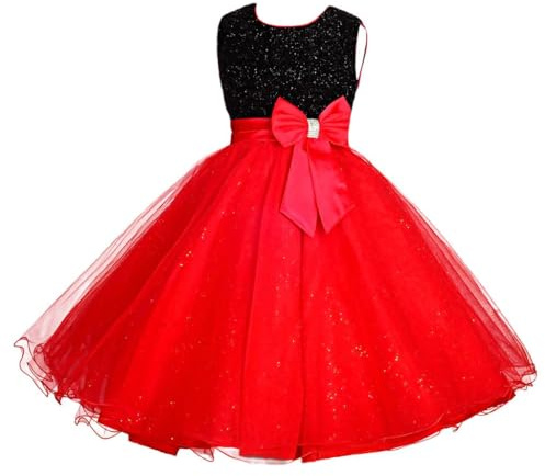 Lito Angels Niñas Vestidos Formales Flor Dama de Honor Vestidos Formales Edad 4-5 años Negro Rojo